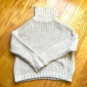 Caitlin Covington X Pink Lilly-Cream rib knit cozy turtleneck sweater size XL